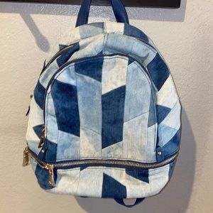 Patched denim mini backpack